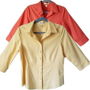 Coldwater Creek No Iron Orange Button Up Shirt